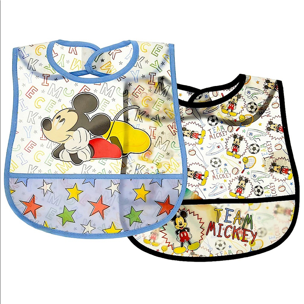 NWT❗️Disney Mickey Mouse 2 Piece Printed Bibs